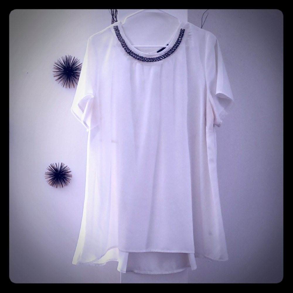 Cream Back Peplum blousr